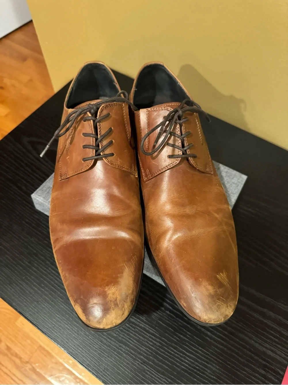 Kenneth Cole Men's Cognac Brown Leather Derby Shoes